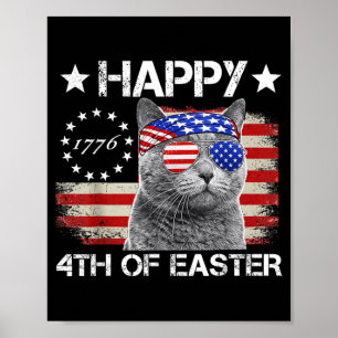 Poster Chat 4 juillet s Meowica Merica Hommes USA América