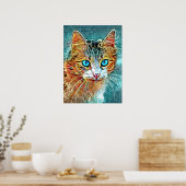 Poster Chat 685 Turquoise Orange (Cuisine)