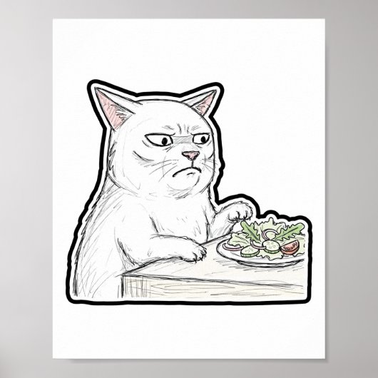 Poster Chat à la table de dîner (Devant)