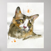 Poster Chat à l'aquarelle (Devant)