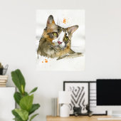 Poster Chat à l'aquarelle (Bureau à domicile)