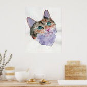 Poster Chat à l'aquarelle (Cuisine)