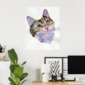 Poster Chat à l'aquarelle (Bureau à domicile)