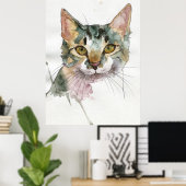 Poster Chat à l'aquarelle (Bureau à domicile)