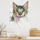 Poster Chat à l'aquarelle (Cuisine)