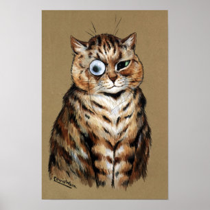 Poster Chat à monocle, Louis Wain