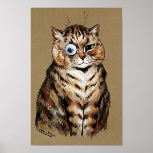 Poster Chat à monocle, Louis Wain (Devant)