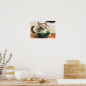 Poster Chat À Travers Un Bol De Poisson (Cuisine)