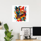 Poster Chat abstrait coloré 🐱🎨 (Bureau à domicile)