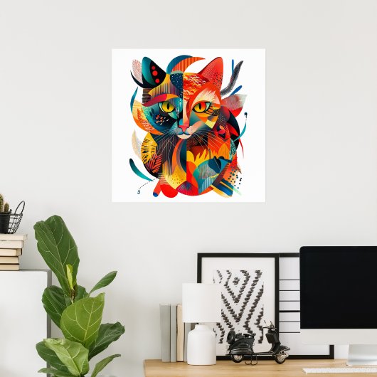 Poster Chat abstrait coloré 🐱🎨 (Bureau à domicile)