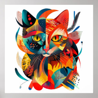 Poster Chat abstrait coloré 🐱🎨
