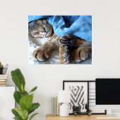 Poster Chat Aby bleu dormant en bleu (Bureau à domicile)