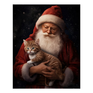 Poster Chat abyssinien avec Noël Festif du Père Noël