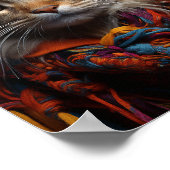 Poster Chat adorable dans un écharpe et Casquette (Coin)