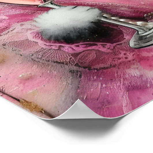 Poster Chat adorable en robe rose avec perles (Coin)