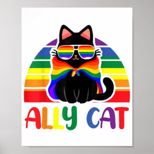 Poster Chat allié LGBT Soyez gentil Drapeau arc-en-ciel d