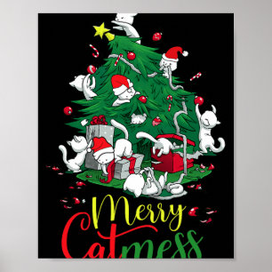 Poster Chat amusant Arbre de Noël Joyeux Catmess Chats Am