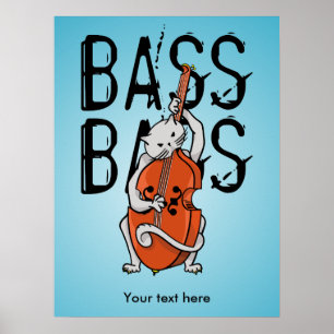Poster Chat amusant Jouer à une double basse ou à une cel