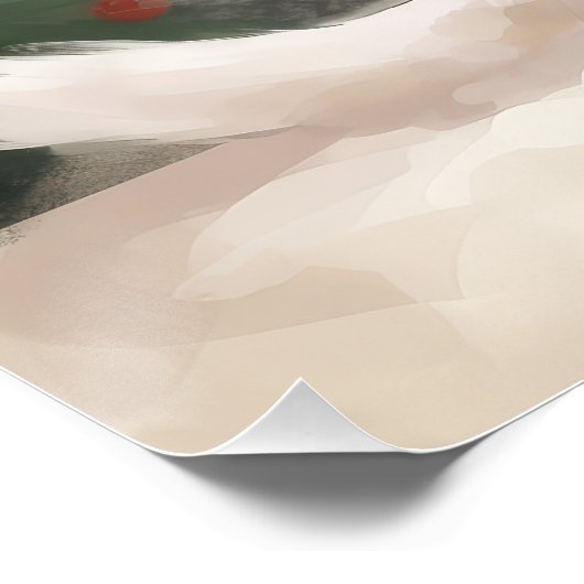 Poster Chat Angora turc en Noël de neige (Coin)