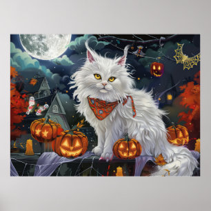 Poster Chat angora turc Halloween effrayant