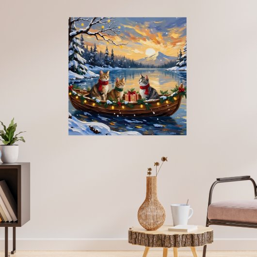Poster Chat angora turc Noël Bateau Fêtes (Salon 3)