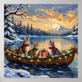 Poster Chat angora turc Noël Bateau Fêtes (Devant)