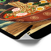 Poster Chat Anime Mangeant Ramen Art Japonais Graphique C (Coin)