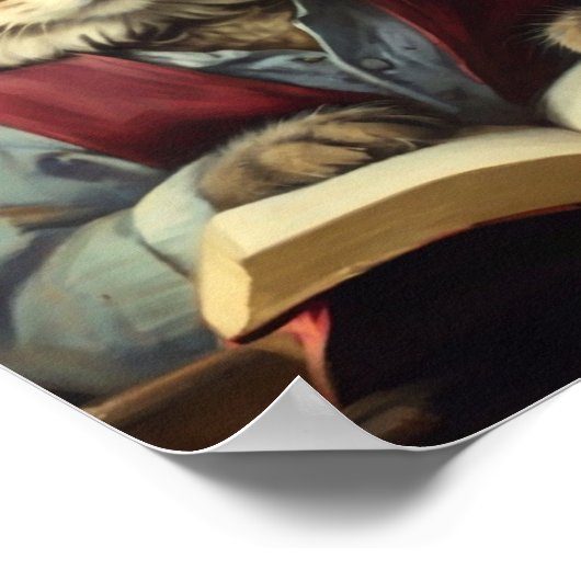 Poster chat anthropomorphe lecture d'un livre (Coin)