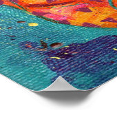 Poster Chat ardent sur fond turquoise (Coin)