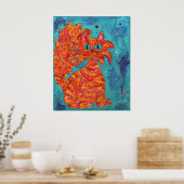Poster Chat ardent sur fond turquoise (Cuisine)