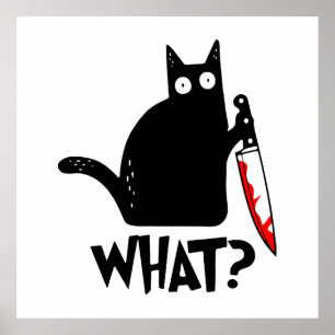 Poster Chat assassin avec couteau