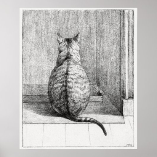 Poster Chat assis, vu de derrière (1812)  (Devant)