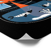 Poster Chat atomique avec bol de poisson au milieu du siè (Coin)