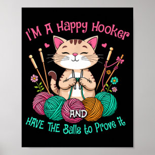Poster Chat au crochet drôle une femme heureuse etpng