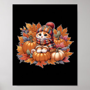 Poster Chat-automne-feuille-bonjour-automne-chat-chaton-a