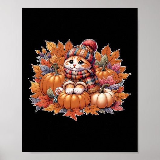 Poster Chat-automne-feuille-bonjour-automne-chat-chaton-a (Devant)