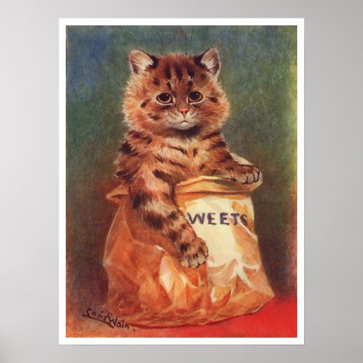 Poster Chat aux douceurs mélangées par Louis Wain (Devant)