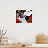 POSTER CHAT AUX ROSES ROUGES (Cuisine)