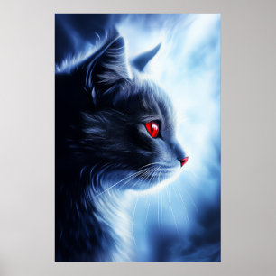 Poster Chat aux yeux rouges