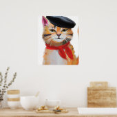 Poster Chat avec béret (Cuisine)