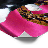 POSTER CHAT AVEC CASQUETTE HARLEQUIN ET MASQUERADE DE FÊT (Coin)