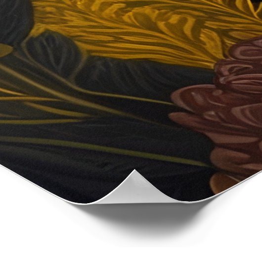 Poster Chat avec de grands yeux devant les fleurs (Coin)