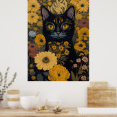 Poster Chat avec de grands yeux devant les fleurs #2 (Cuisine)