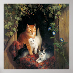 Poster Chat avec des chatons (Adorables petits chats)
