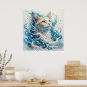 Poster Chat avec des motifs abstraits tourbillonnants (Cuisine)