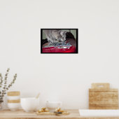 Poster Chat avec guitare électrique rouge (Cuisine)