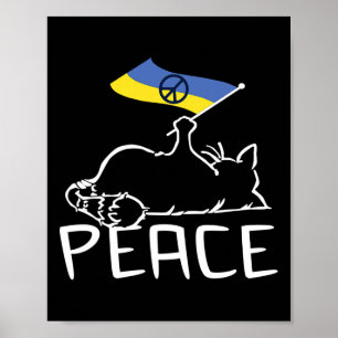 Poster Chat avec le drapeau de l'Ukraine