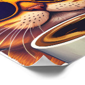 Poster chat avec lunettes boire du café (Coin)