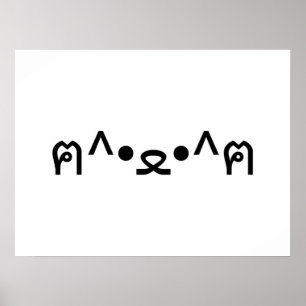 Poster Chat avec Paws Emoticon ฅ^ ・ ・^ฅ Kaomoji Japonais
