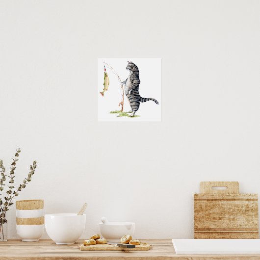 Poster Chat avec poisson (Cuisine)